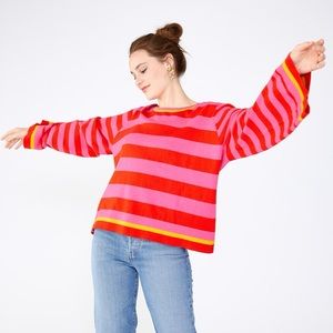 ban.do pink and orange wool blend bell sleeve sweater